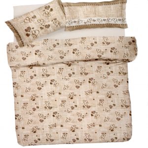 Parure Copripiumino 100% puro cotone matrimoniale mod. Charmant Chic51 beige