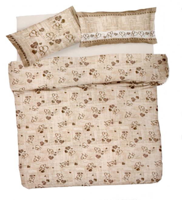 Parure Copripiumino 100% puro cotone matrimoniale mod. Charmant Chic51 beige