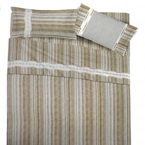 Completo Lenzuola per letto 100% puro Cotone matrimoniale mod. Shabby Chic50 beige