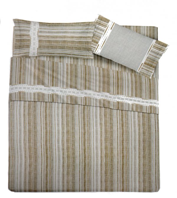 Completo Lenzuola per letto 100% puro Cotone matrimoniale mod. Shabby Chic50 beige