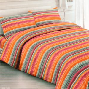 Completo Lenzuola per letto 100% puro Cotone made in Italy una piazza e mezzo Mexico Arancio