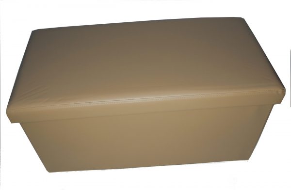 Pouf Contenitore in Ecopelle Cassapanca Pieghevole Imbottito Sgabello Poggiapiedi Beige Nocciola