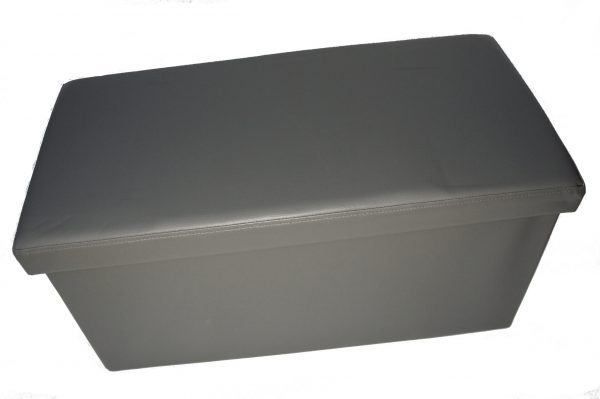 Pouf Contenitore in Ecopelle Cassapanca Pieghevole Imbottito Sgabello Poggiapiedi Grigio