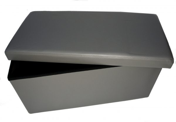 Pouf Contenitore in Ecopelle Cassapanca Pieghevole Imbottito Sgabello Poggiapiedi Grigio