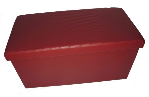 Pouf Contenitore in Ecopelle Cassapanca Pieghevole Imbottito Sgabello Poggiapiedi Rosso Bordo'