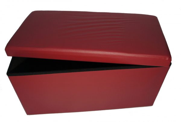 Pouf Contenitore in Ecopelle Cassapanca Pieghevole Imbottito Sgabello Poggiapiedi Rosso Bordo'