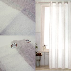 Coppia Tende Tendaggio con Occhielli Velo Bianco Grigio MOD. 2LOC1BEUQINIMOD