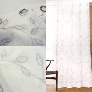 Coppia Tende Tendaggio con Occhielli Ricami Grigio Argento MOD. 2LOC2BNEEROD