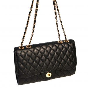 Borsa a spalla, elegante clutch moda con catena dorata mod.61306 Nero