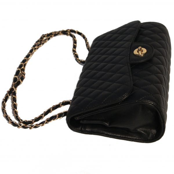 Borsa a spalla, elegante clutch moda con catena dorata mod.61306 Nero