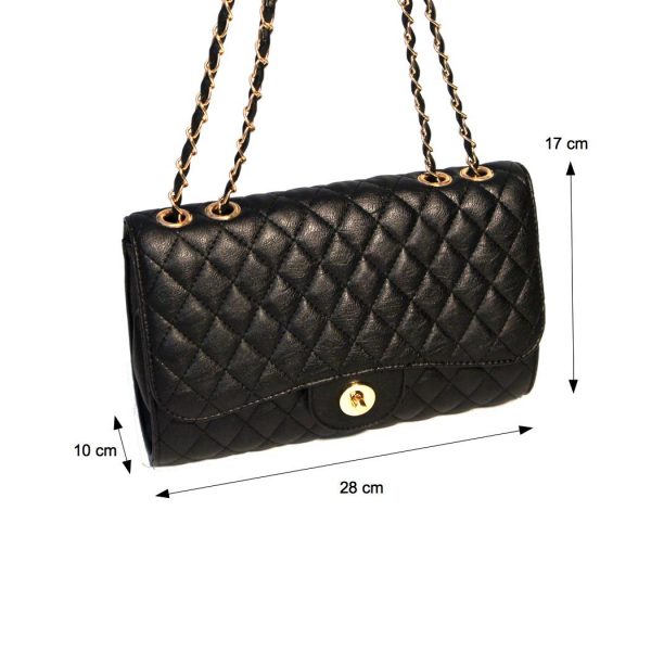 Borsa a spalla, elegante clutch moda con catena dorata mod.61306 Nero