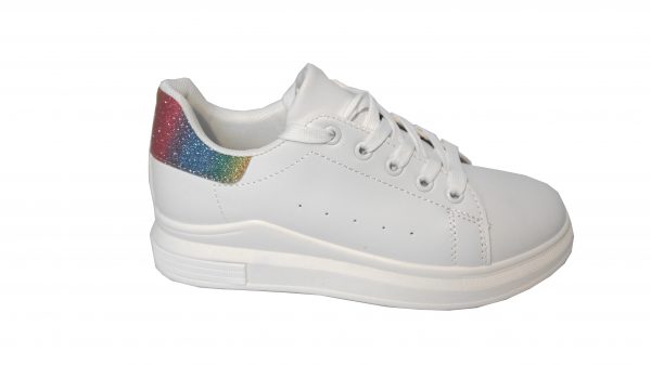 Scarpe Sneakers Donna MOD.7091yb Queen Plateau Basso Arcobaleno Glitter