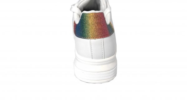 Scarpe Sneakers Donna MOD.7091yb Queen Plateau Basso Arcobaleno Glitter