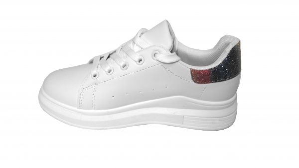 Scarpe Sneakers Donna MOD.7091yb Queen Plateau Basso Arcobaleno Glitter