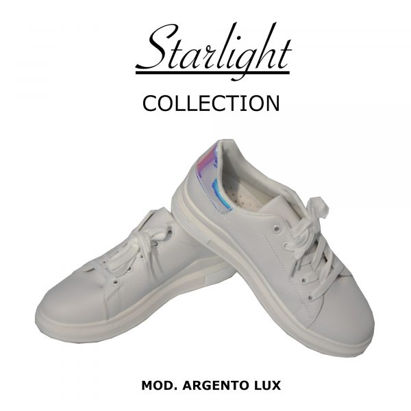 Scarpe Sneakers Donna MOD.7091yb Queen Plateau Basso Argento