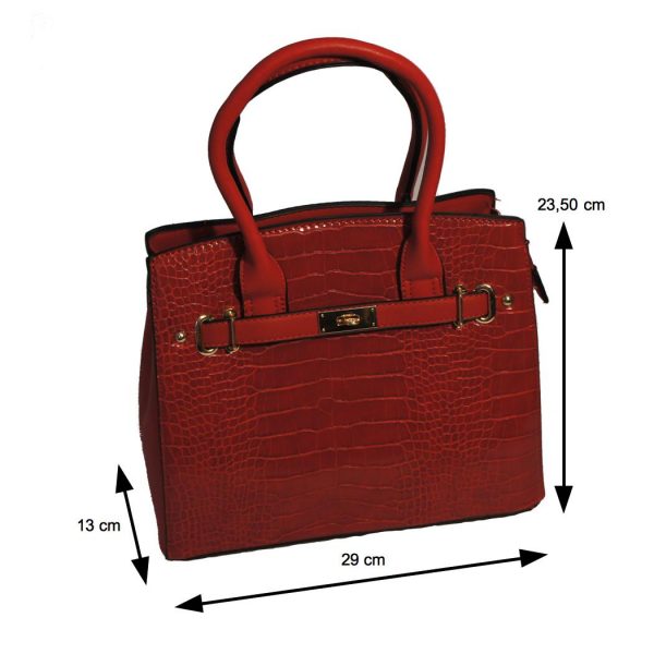 Borsa a mano con tracolla elegante motivo Coccodrillo mod.13886d Nero