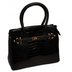 Borsa a mano con tracolla elegante motivo Coccodrillo mod.13886d Nero