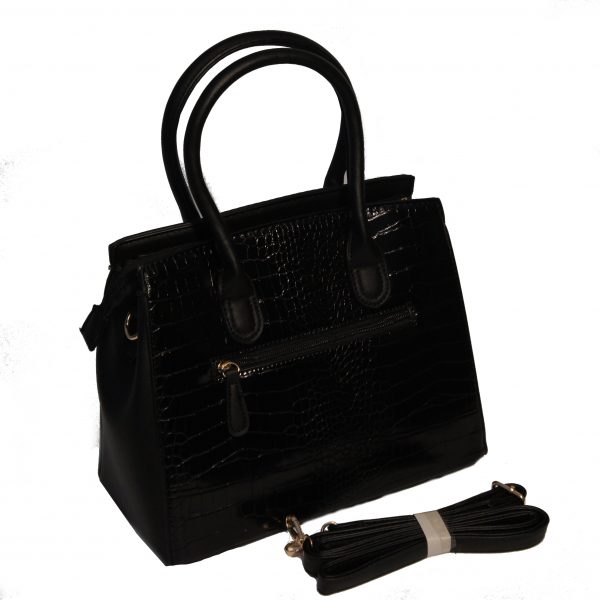 Borsa a mano con tracolla elegante motivo Coccodrillo mod.13886d Nero
