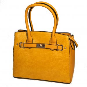 Borsa a mano con tracolla elegante motivo Coccodrillo mod.13886d Giallo