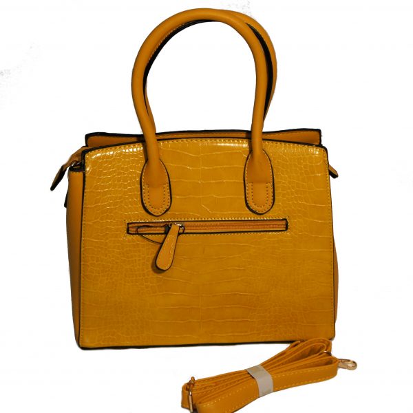 Borsa a mano con tracolla elegante motivo Coccodrillo mod.13886d Giallo