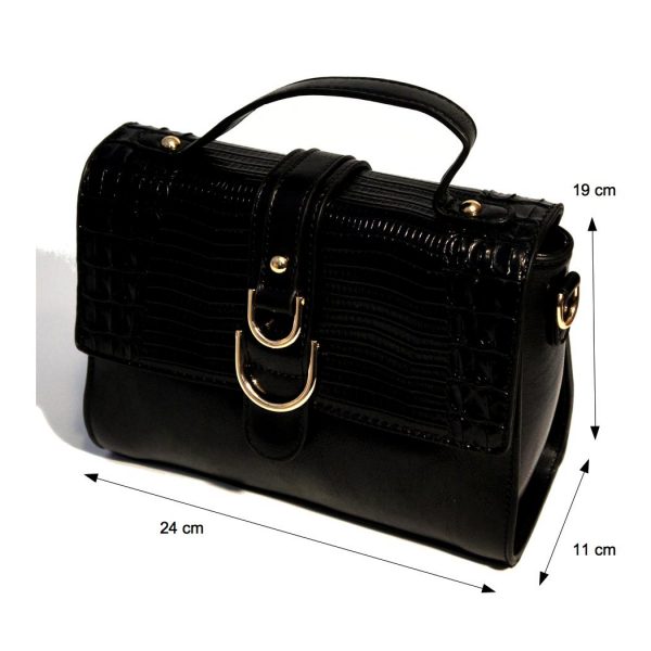 Borsa a mano con tracolla elegante motivo Coccodrillo mod.501ne Nero