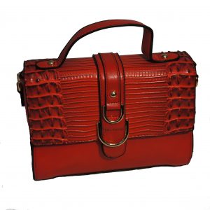 Borsa a mano con tracolla elegante motivo Coccodrillo mod.501ne Nero Rosso