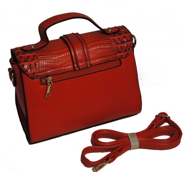 Borsa a mano con tracolla elegante motivo Coccodrillo mod.501ne Nero Rosso