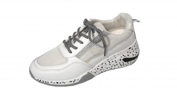 Scarpe Sneakers Donna MOD.2m Bianco Steve Plateau Alto 6 cm Glitter