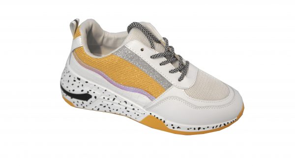 Scarpe Sneakers Donna MOD.2m Giallo Steve Plateau Alto 6 cm Glitter
