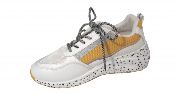 Scarpe Sneakers Donna MOD.2m Giallo Steve Plateau Alto 6 cm Glitter