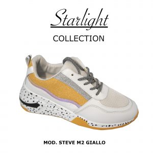 Scarpe Sneakers Donna MOD.2m Giallo Steve Plateau Alto 6 cm Glitter