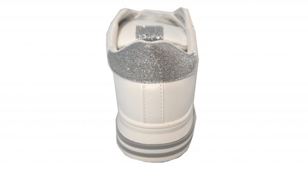 Scarpe Sneakers Donna MOD.5m Argento Silver Queen Plateau Basso Glitter