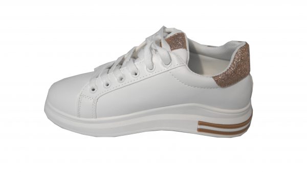 Scarpe Sneakers Donna MOD.5m Oro Queen Plateau Basso