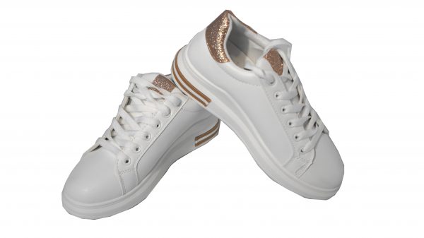 Scarpe Sneakers Donna MOD.5m Oro Queen Plateau Basso