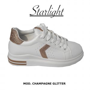 Scarpe Sneakers Donna MOD.5m Oro Queen Plateau Basso