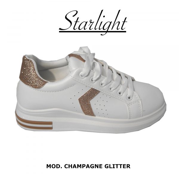 Scarpe Sneakers Donna MOD.5m Oro Queen Plateau Basso