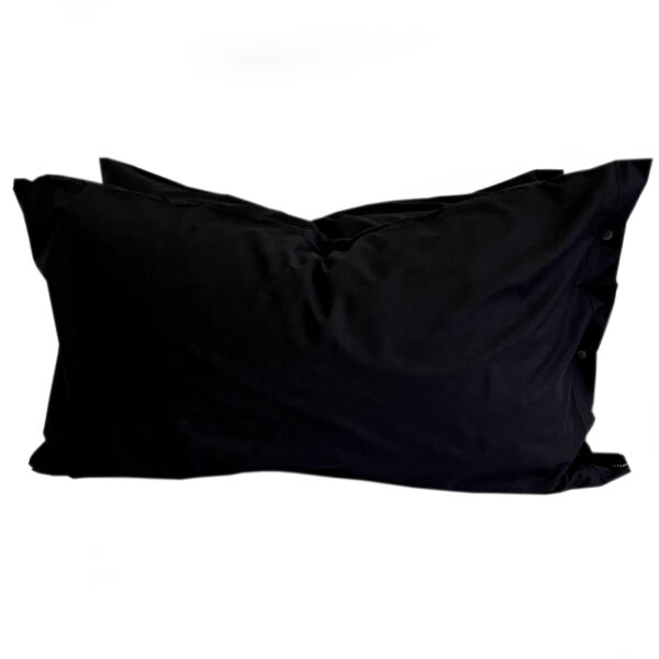 Coppia federe per guanciale 52x83 con bottoncini 100% puro cotone colore Nero