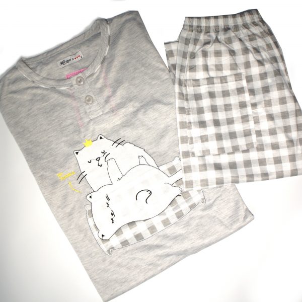 Pigiama Maglia e Pantalone Gatto Miao Dolci Coccole Rosa