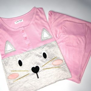 Pigiama Maglia e Pantalone Gatto Miao Dolci Coccole Rosa