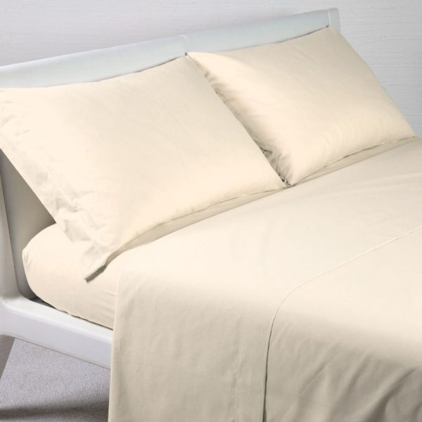 Completo Lenzuola per letto 100% puro Cotone made in Italy matrimoniale Panna