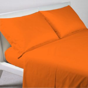 Lenzuolo sopra cordonetto 100% Puro Cotone Color Arancio