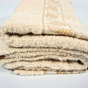 Telo bagno, asciugamano mis. 100x140 in spugna 100% Cuoricini Beige made in Italy
