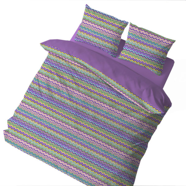 Completo Lenzuola per letto 100% puro Cotone made in Italy matrimoniale Baia Lilla