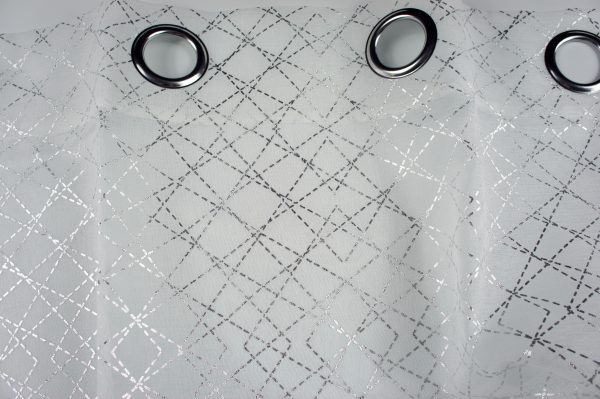 Coppia Tende Tendaggio con Occhielli Tessuto righe argento MOD. OTNEGRA1WALLEROL