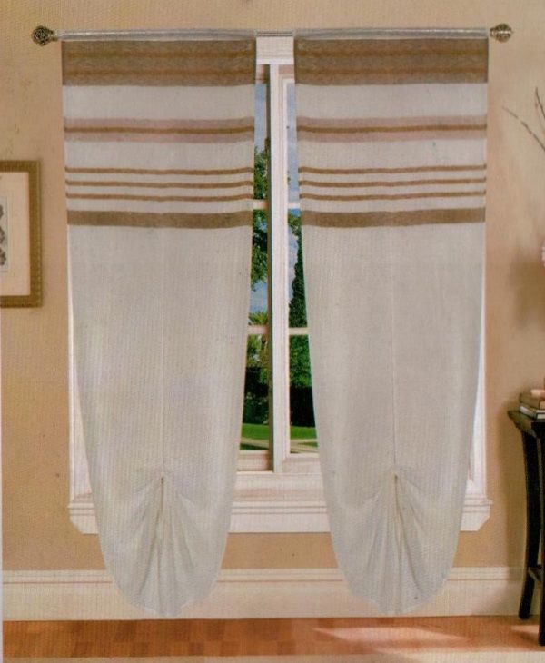 Tende coppia di tende per finestra portafinestra in velo leggero beige mod. B3AACISUAN