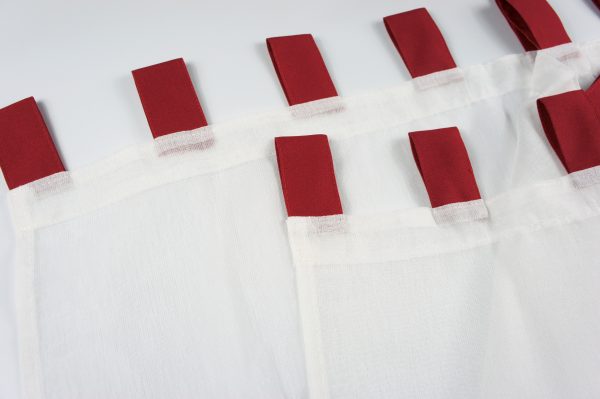 Tende coppia di tende per finestra portafinestra in velo leggero rosso mod. M2ANRIV