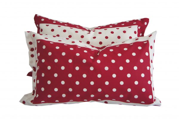 Parure Copripiumino 100% puro cotone matrimoniale Pois Rosso