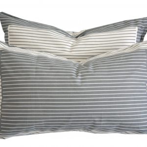 Parure Copripiumino 100% puro cotone matrimoniale Rigato Grigio e Bianco