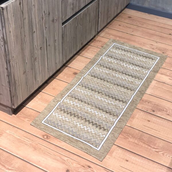 Tappeto passatoia ciniglia lavabile antiscivolo ZIG ZAG Sabbia 57x140