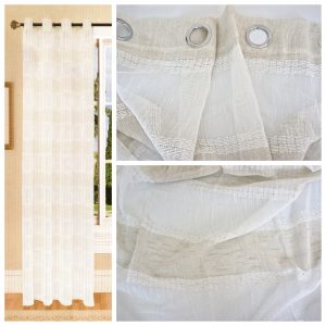Coppia Tende Tendaggio con Occhielli Tessuto Bouclè rigato beige MOD.2LOC3BADNALOJ